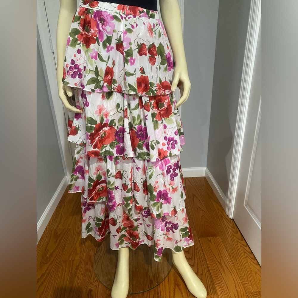 Abercrombie & Fitch Floral Maxi Skirt in Red and Pink